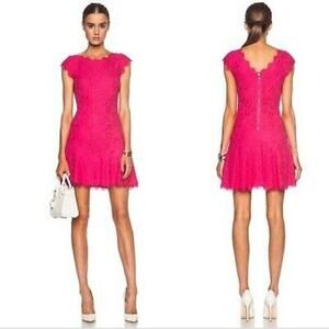 Diane Von Furstenberg Brittany Stretch Lace Sheath Mini Dress Women Pink Size 4